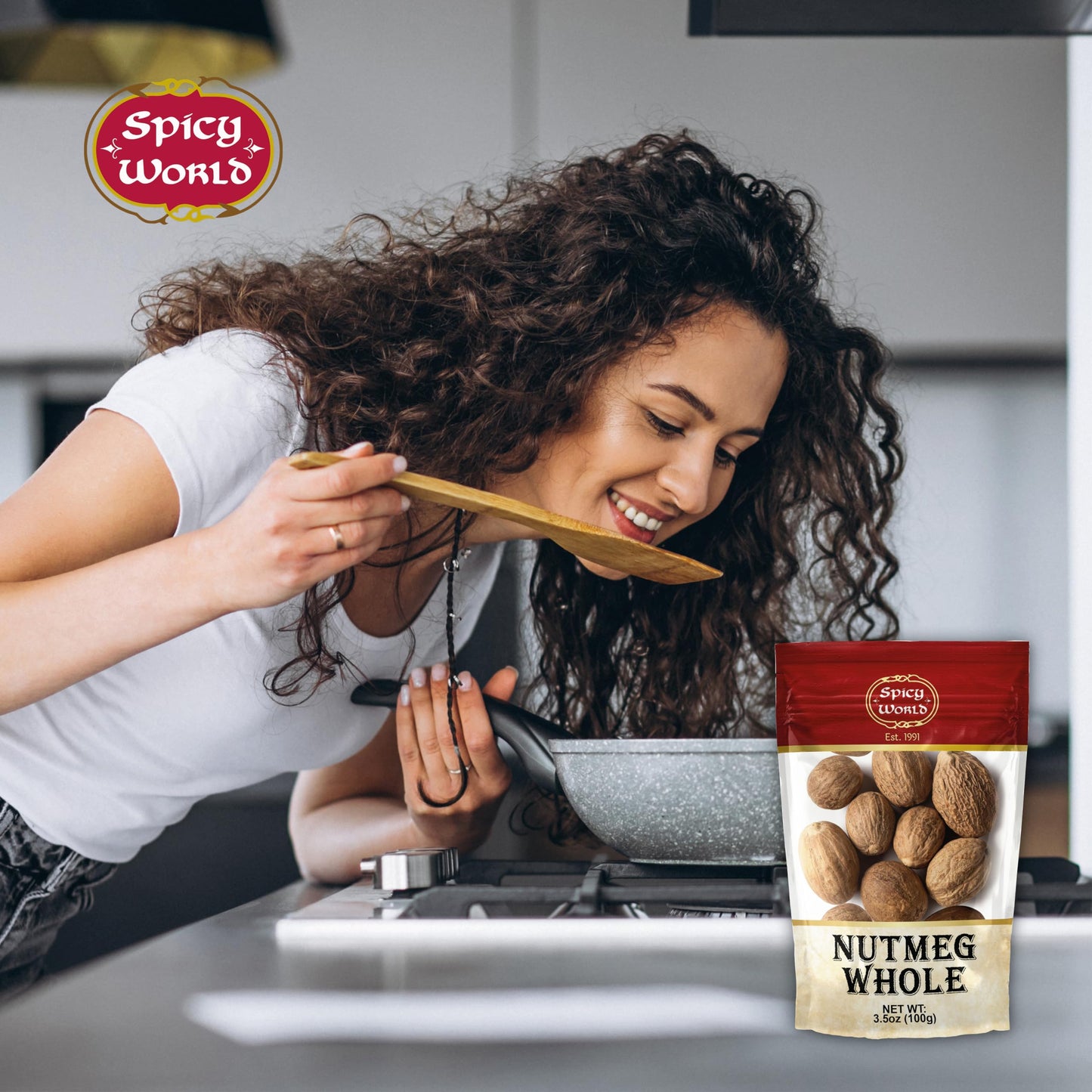 Spicy World Nutmeg Whole 3.5oz (100g) - enhanced Grade from Indonesia  Pure  Natural  Gluten Free