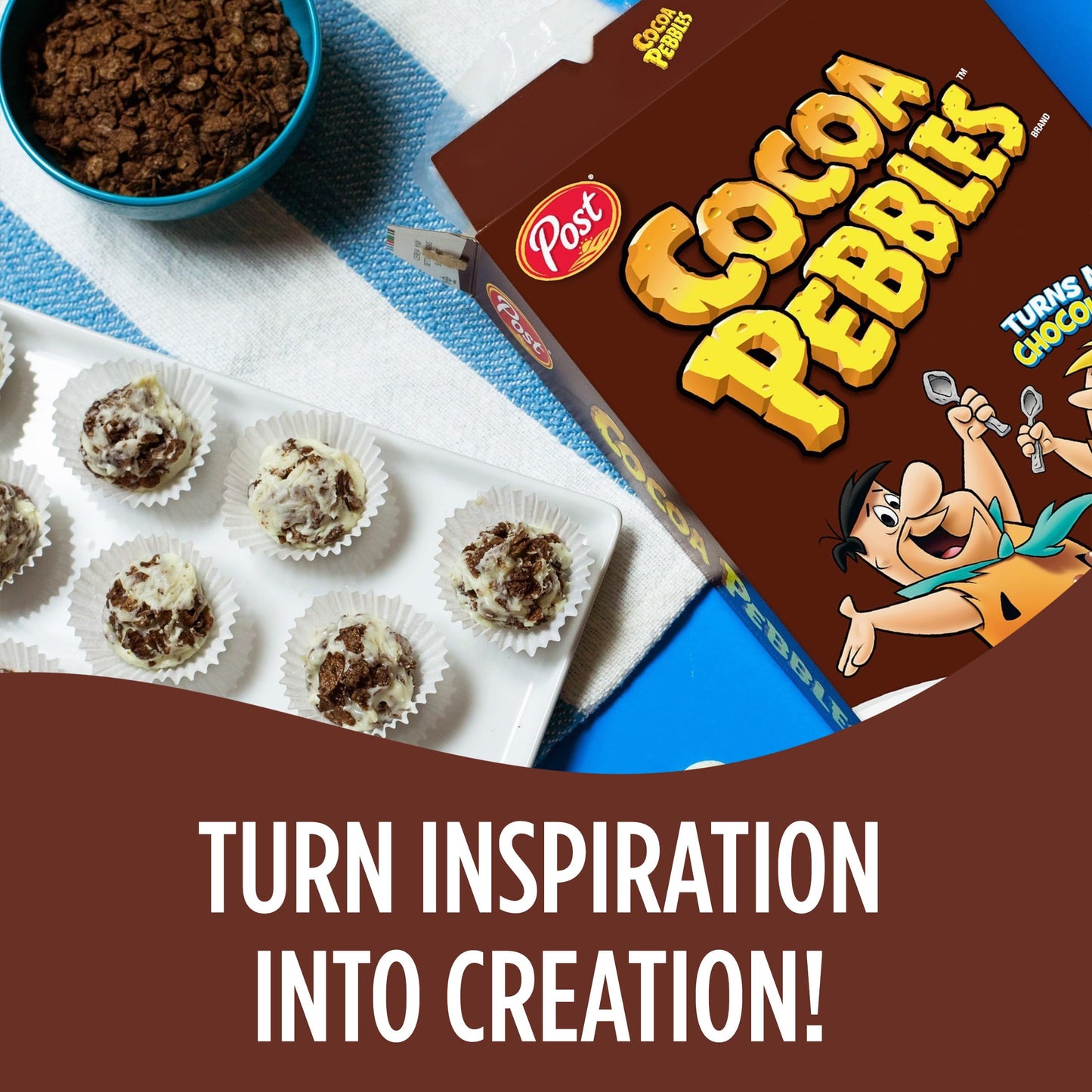 Post Cocoa Pebbles Breakfast Cereal, Gluten Free, Cocoa Flavored Crispy Rice Cereal, Breakfast Snacks, 19.5 Oz