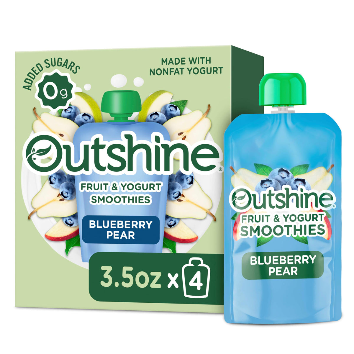 Outshine Fruit & Yogurt Smoothie Blueberry Pear, 4-Pack Of 3.5Oz Fruit & Yogurt Pouches