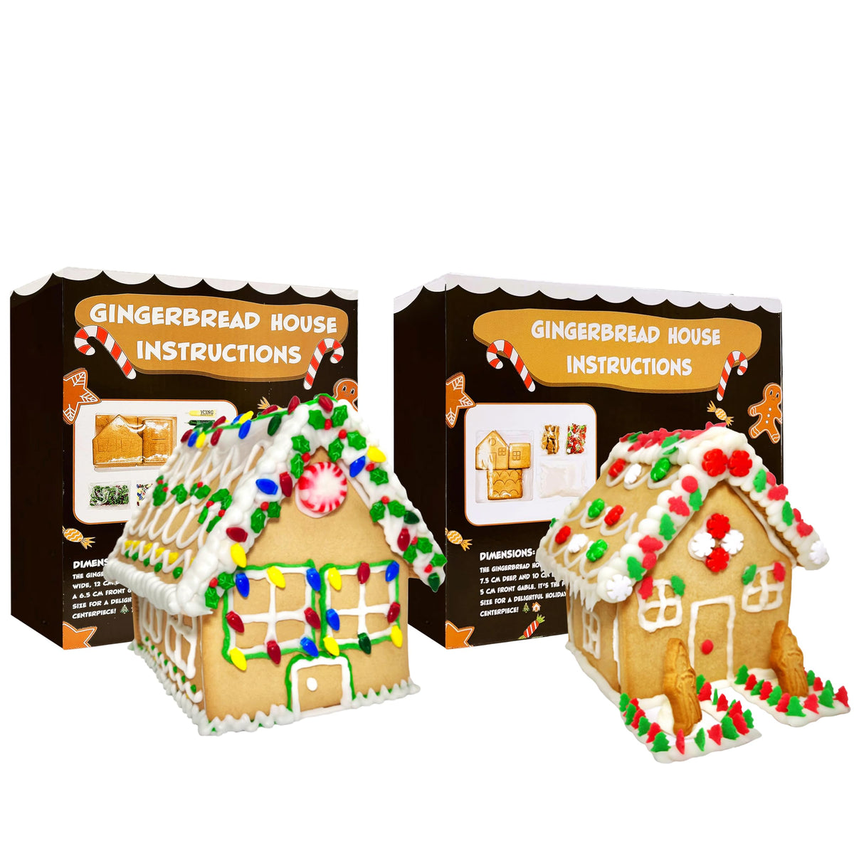 2 Pack Gingerbread Cookie House Kit - (12.75 Oz and 2 Lbs) - Easy to Decorate - Includes Everything Needed to Assemble and Decor
