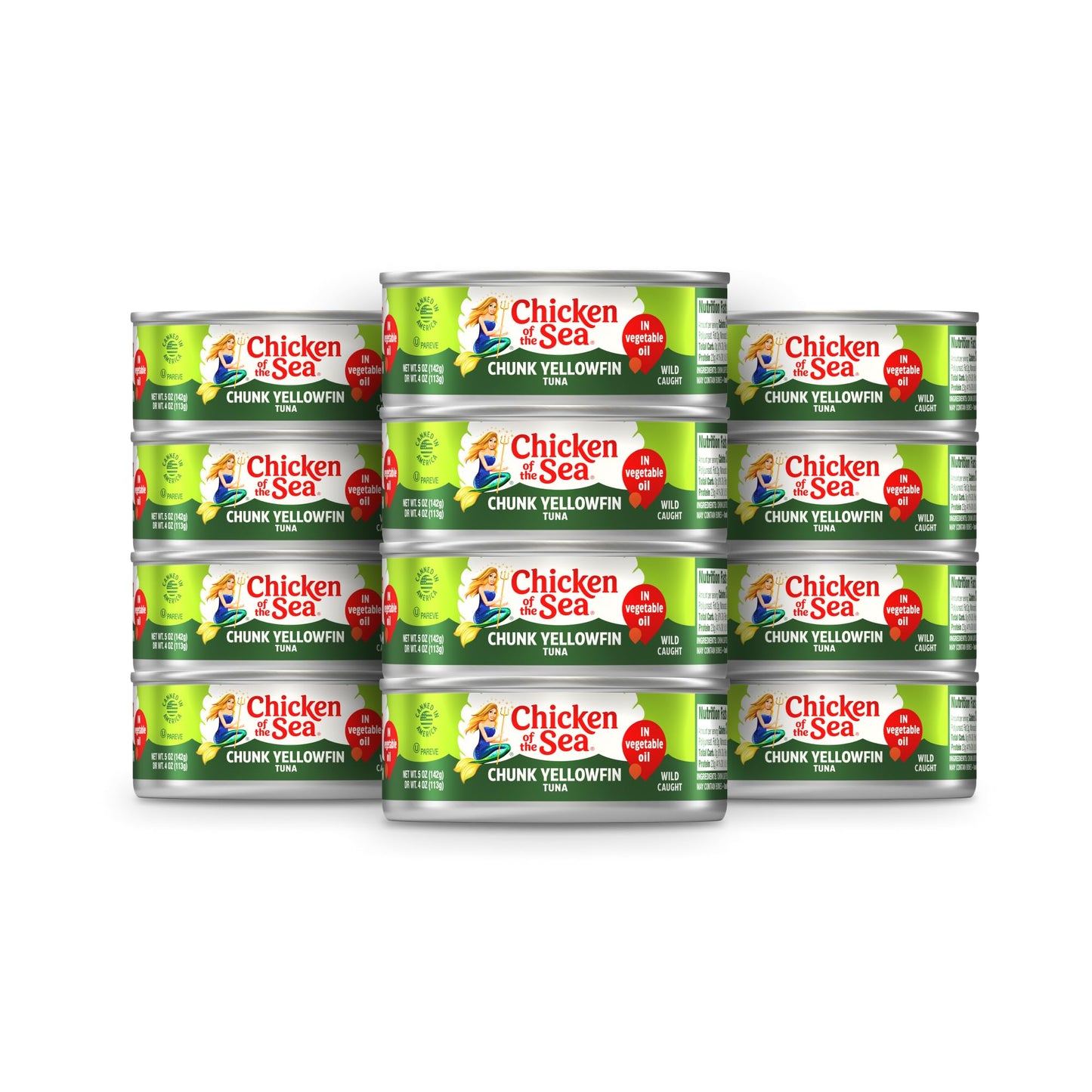 Chicken Of The Sea Chunk Yellowfin Tuna In Vegetable Oil, 5 Ounce Cans (Pack Of 12), Wild Caught Canned Tuna