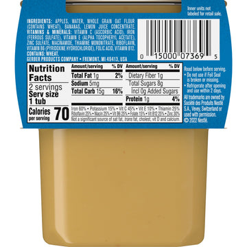 Gerber Baby Food, 2nd Foods, Mixed Cereal, Apple Banana Oatmeal Cereal Puree, 4 Ounce Tubs, 2-Pack (Pack of 8)