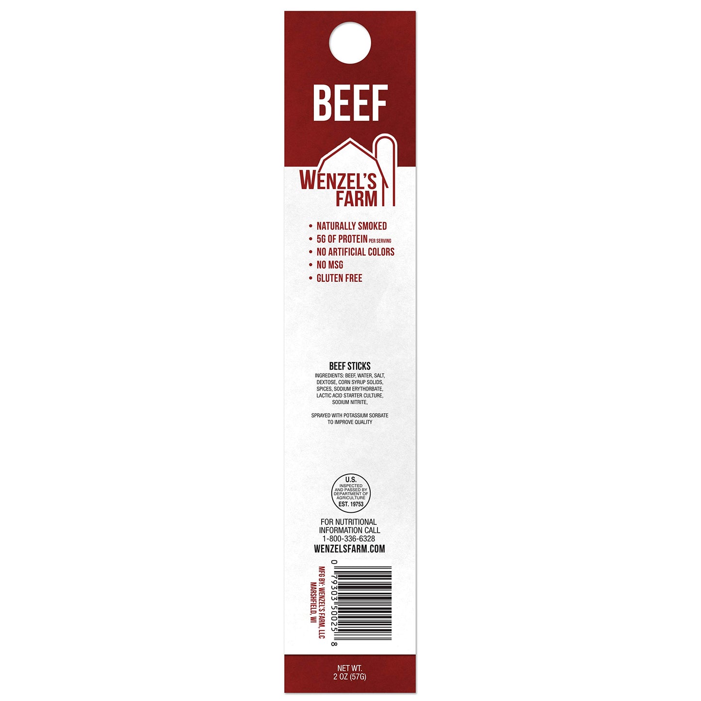 Wenzels Farm Beef Sticks - High Protein, Low Carb, Gluten Free - 32 Count