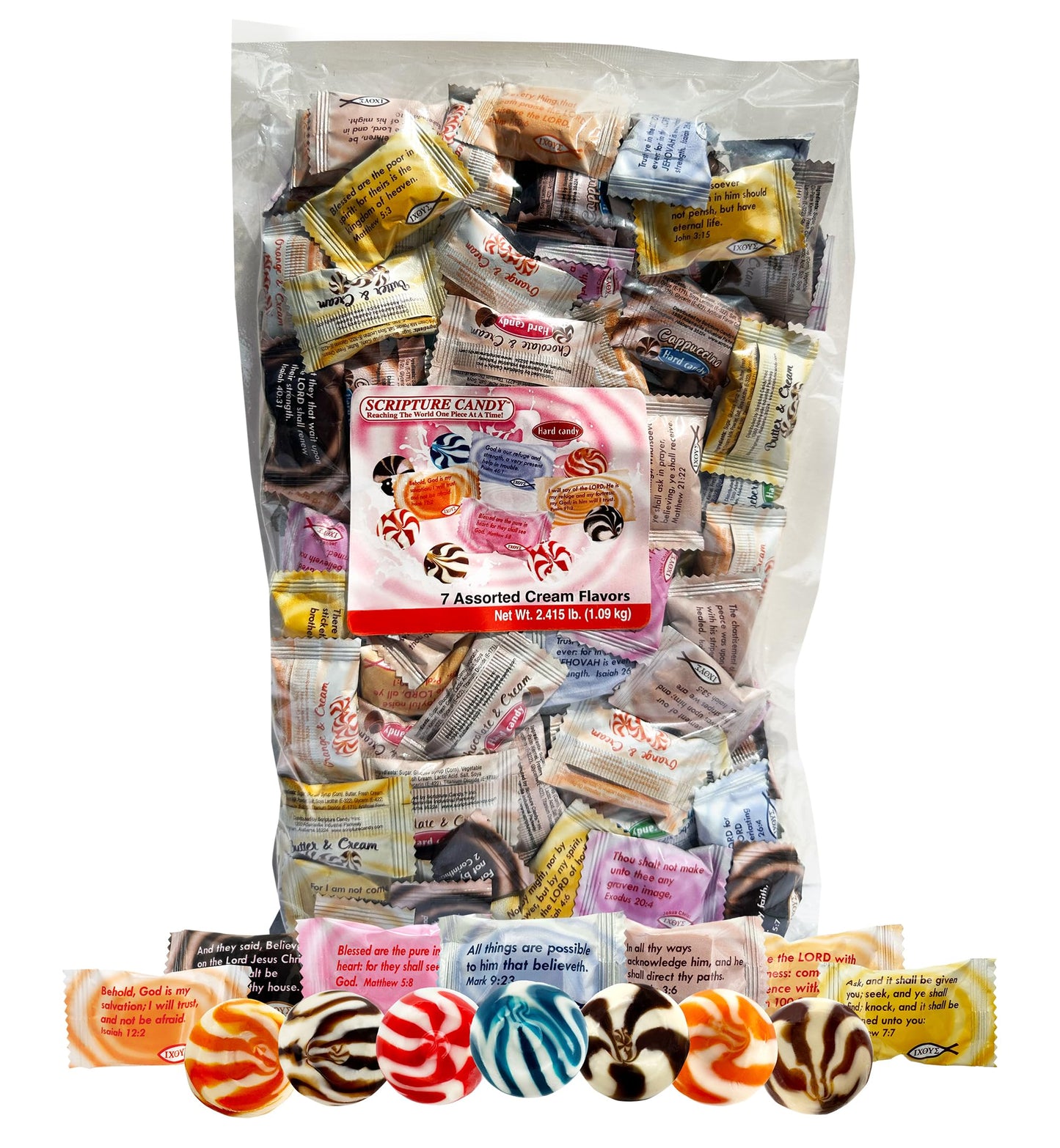 Scripture Candy, Assorted Cream Flavor Hard Candy, 180 Pieces