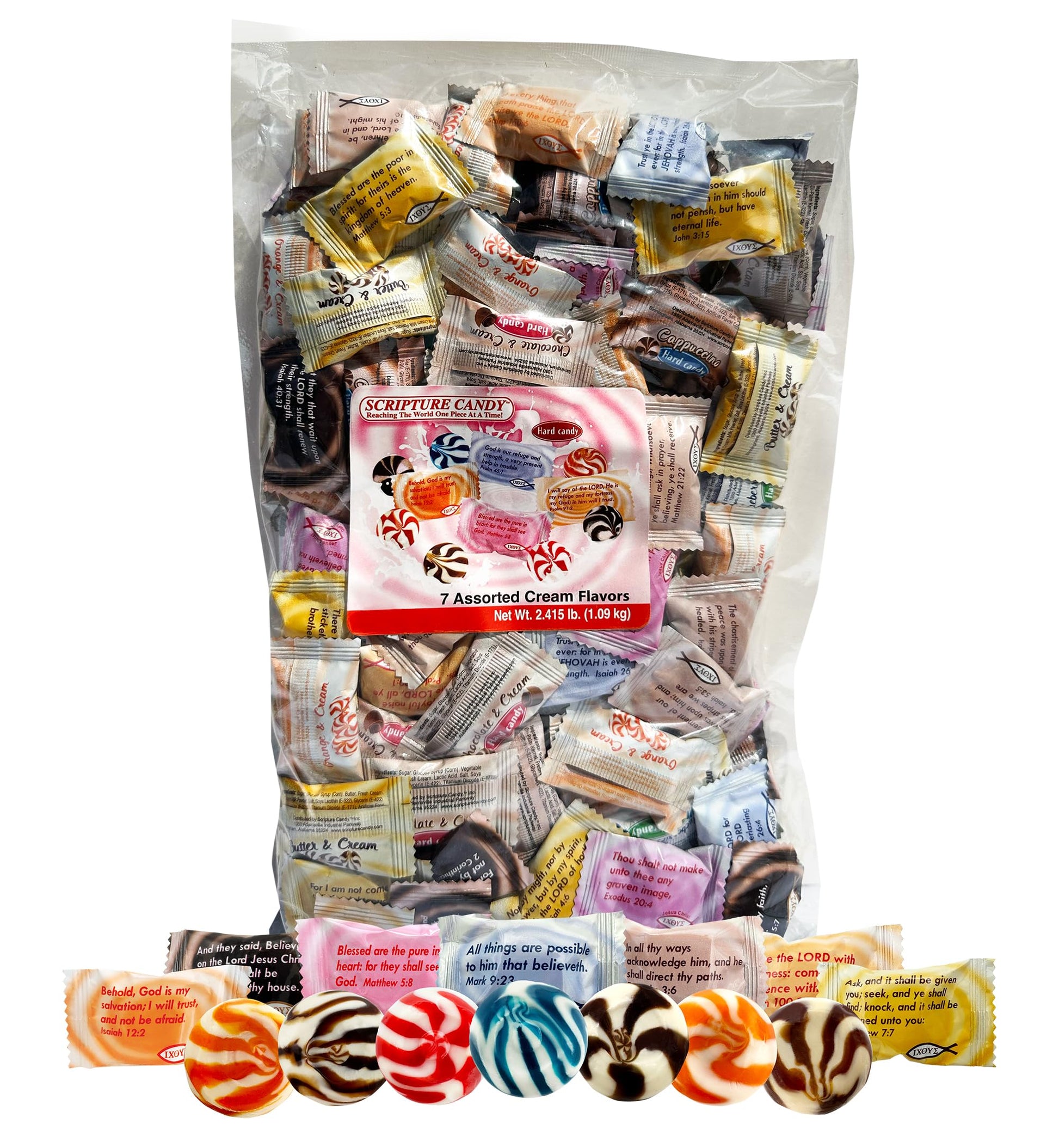Scripture Candy, Assorted Cream Flavor Hard Candy, 180 Pieces