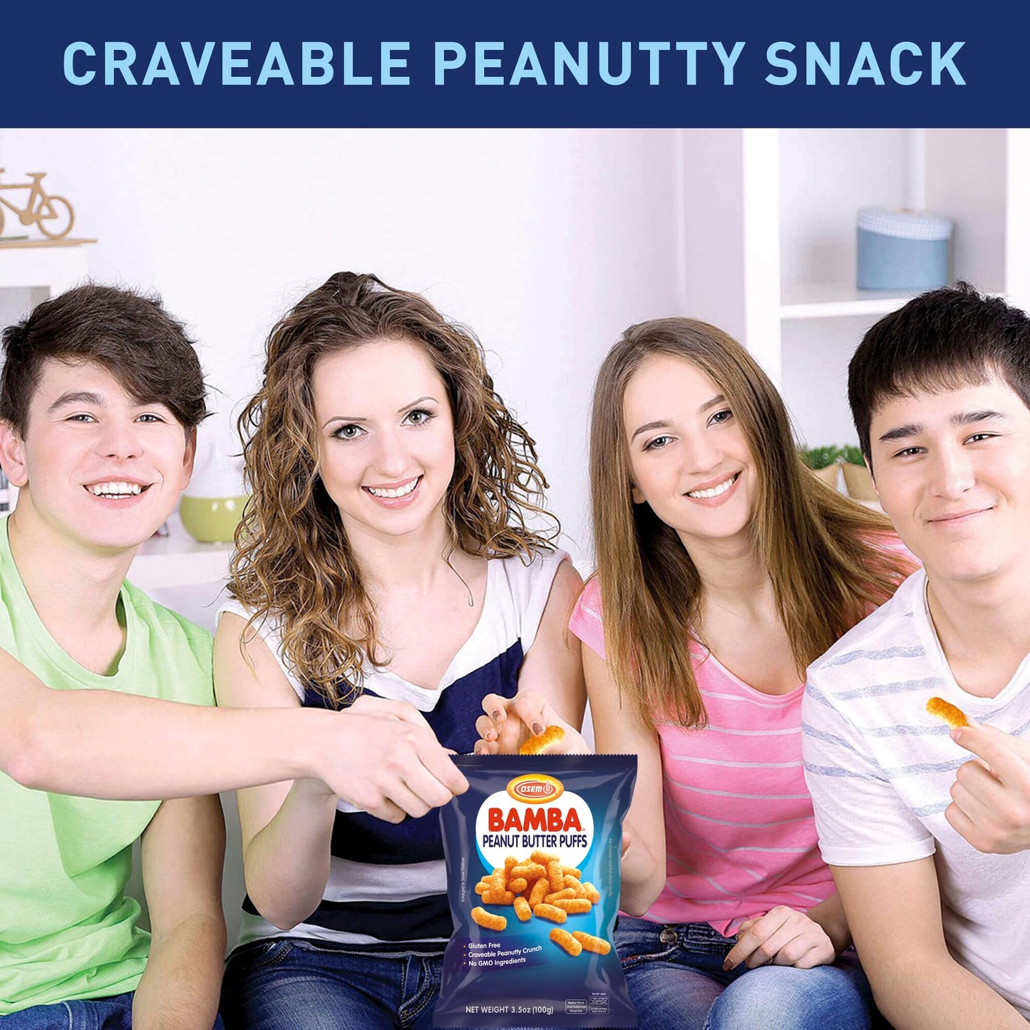Bamba Peanut Snacks for Families - All Natural Peanut Puffs 3.5 Ounce Large Bag (Pack of 6 x 3.5oz Bags) - Peanut Butter Puffs m