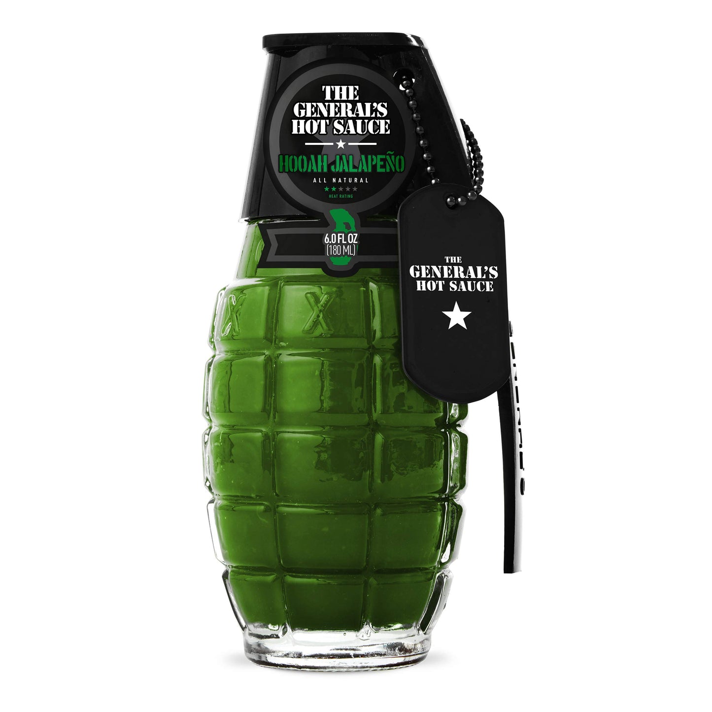 The Generals Hot Sauce Hooah Jalapeno All-Natural Hot Sauce 6 Fl Oz Glass Bottle