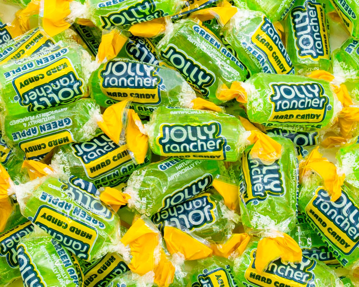Hard Candy GREEN APPLE Original Flavor 2 lb - Bulk Assorted Twists Display Bag, Individually Wrapped (148 Pieces)