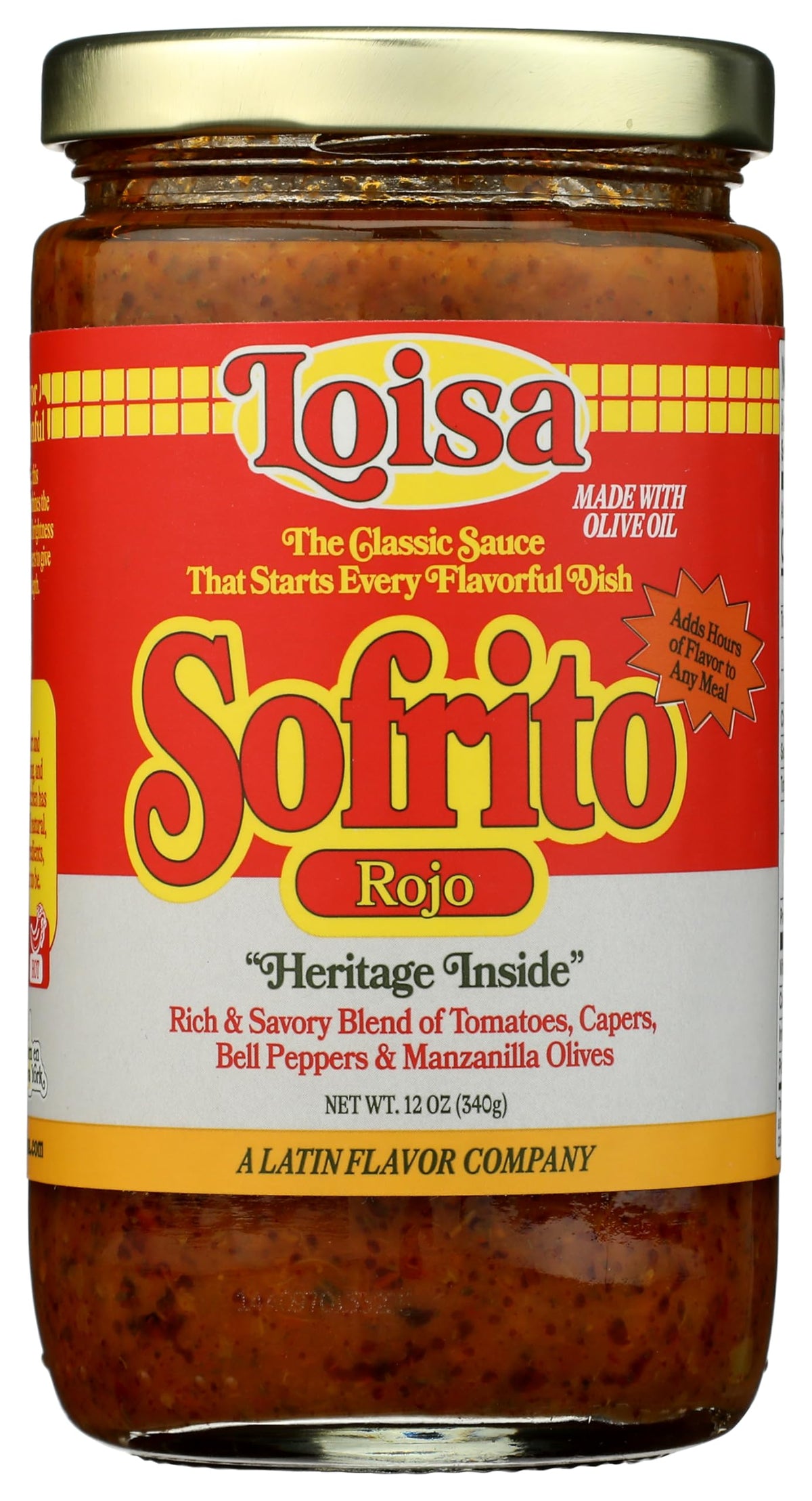 Loisa Sofrito Rojo Cooking Sauce, Non-GMO, No-MSG, No Preservatives, No Artificial Coloring, No Artificial Flavors, Vegan, Pure 