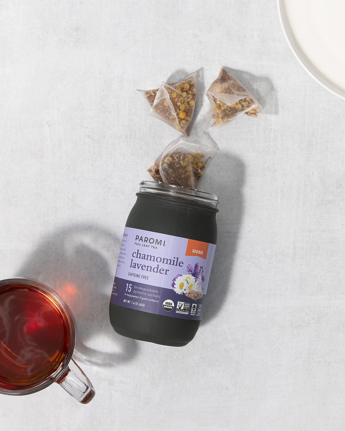 Paromi Chamomile Lavender Rooibos Tea, Organic, 15 Count, Signature Jar