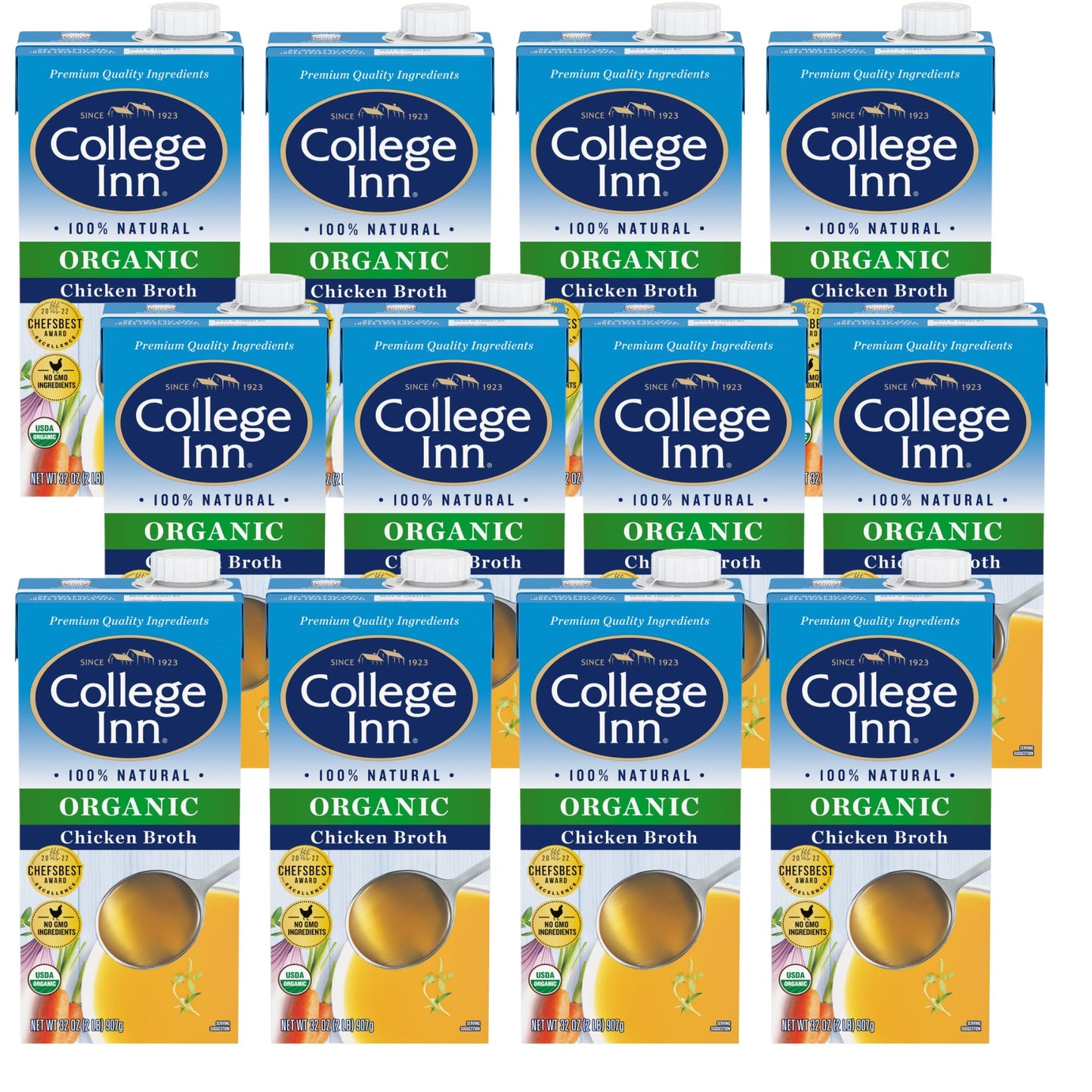 College Inn Organic Chicken Broth, All Natural, 32 Fl Oz (Pack of 12)
