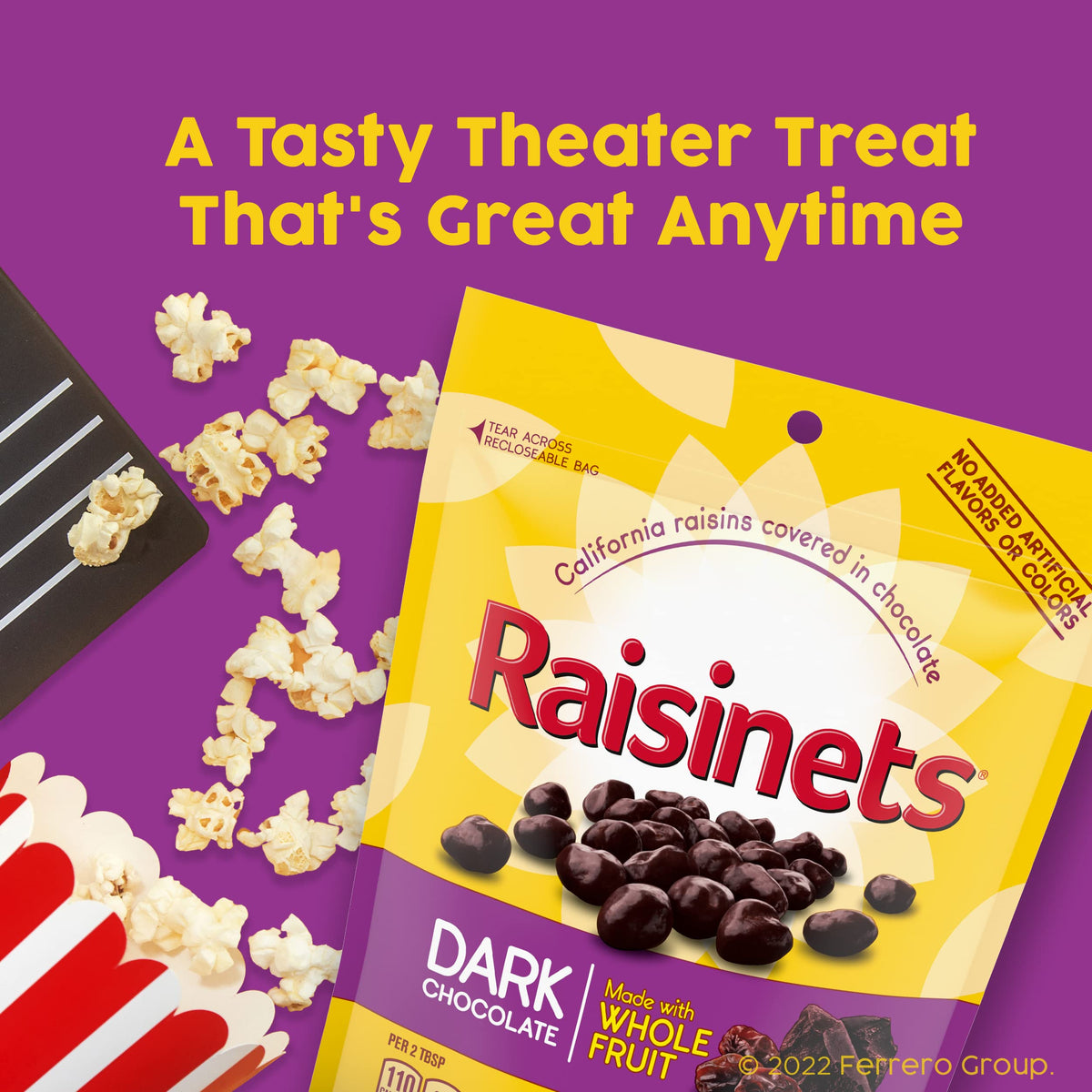 Raisinets, Dark Chocolate Covered California Raisins, 8.0 Oz Resealable Bag, Bulk 8 Pack
