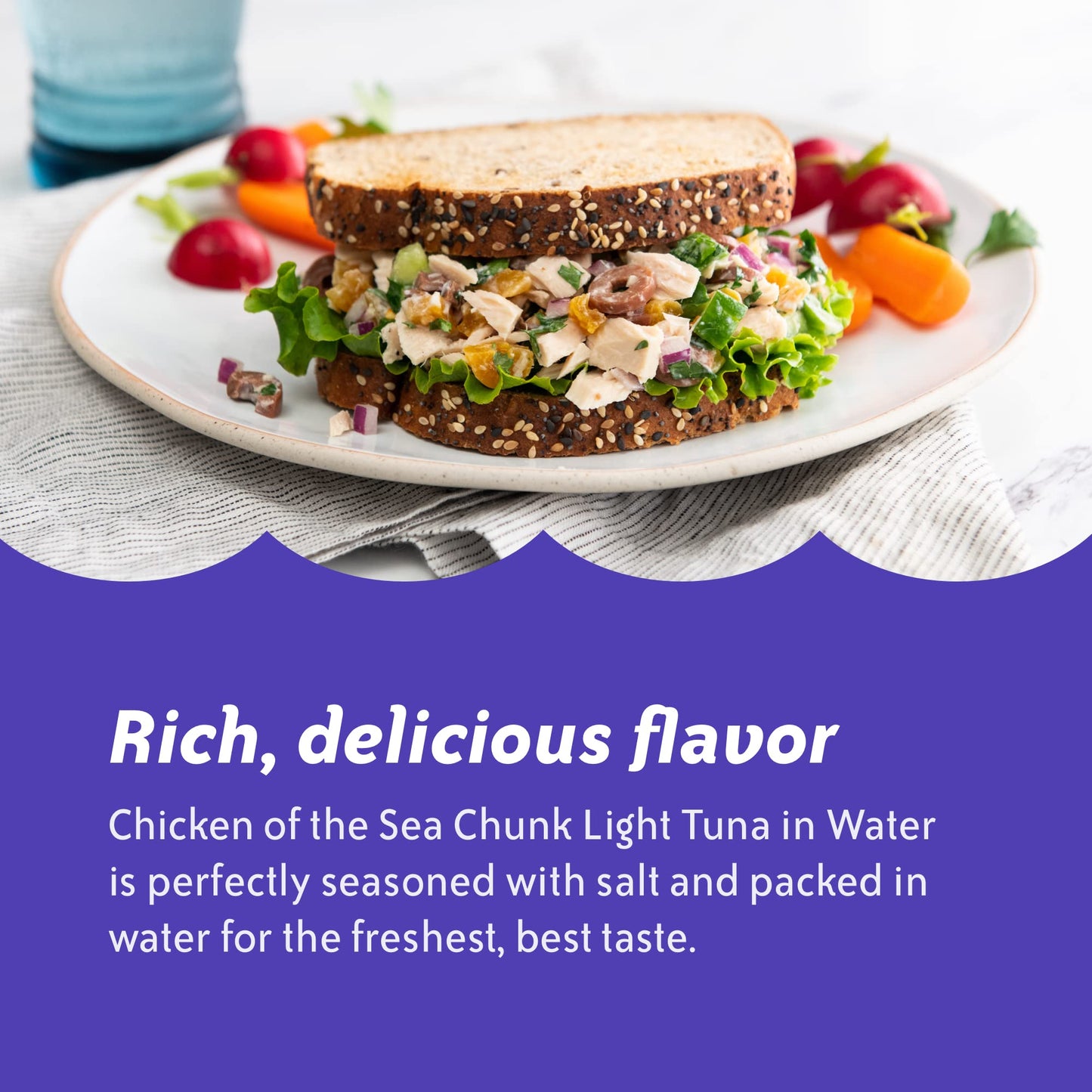 Chicken of the Sea Chunk Light Tuna in Water, Wild Caught Tuna, 25% Less Sodium, 5-Ounce Cans (Pack of 24)