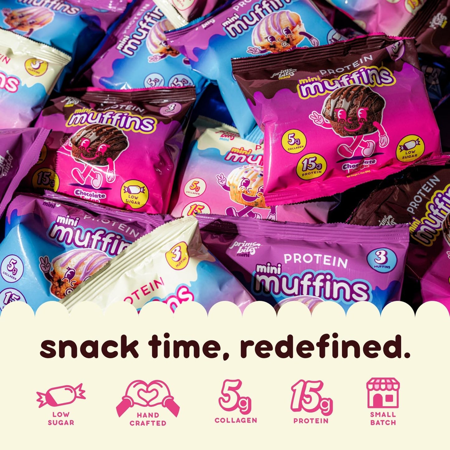 Alpha Prime dietary products Protein Mini Muffins | 12 Packs | Low Sugar, Collagen Fortified, Chocolate Fudge Flavor