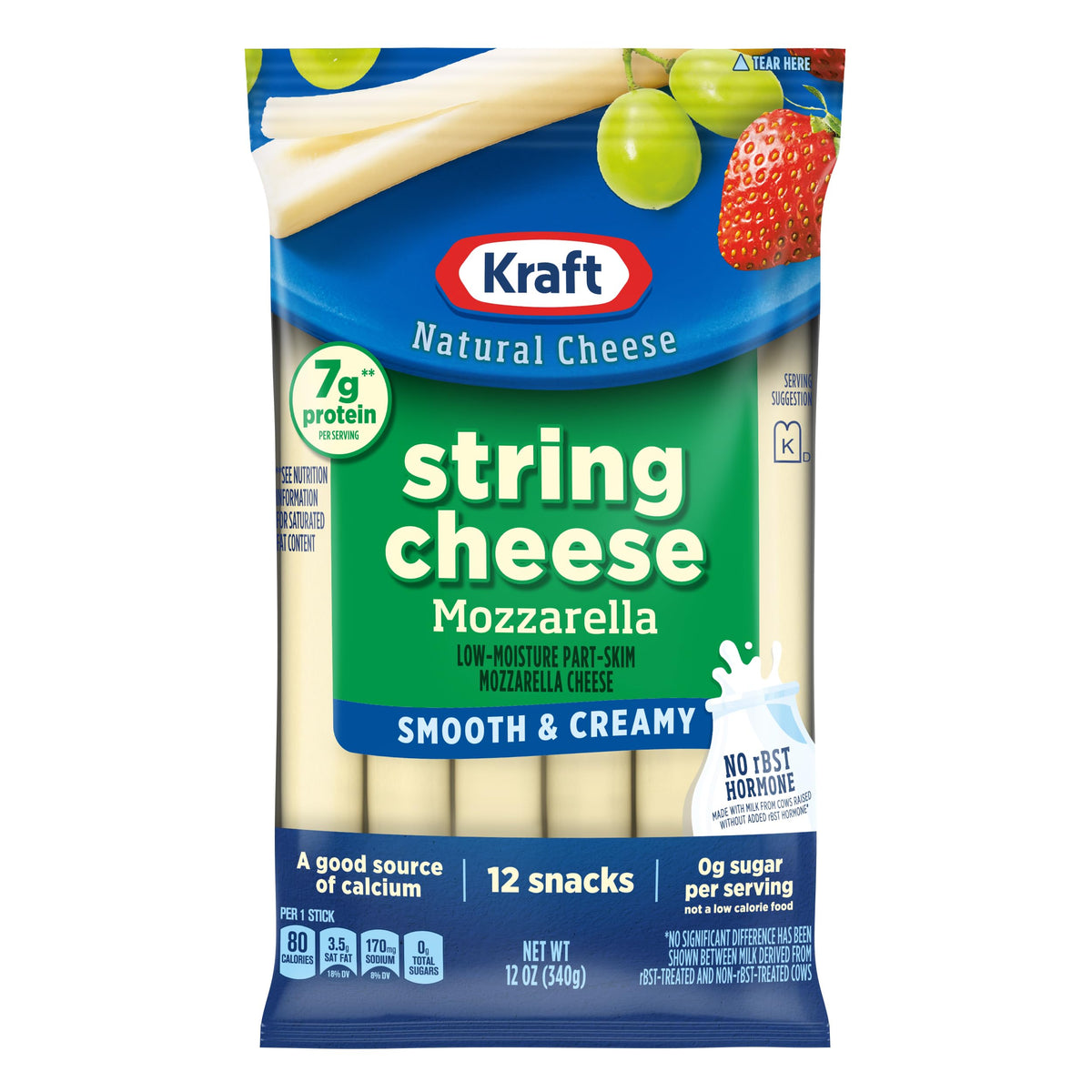 Kraft String Cheese Mozzarella Cheese Snacks (12 ct Sticks)
