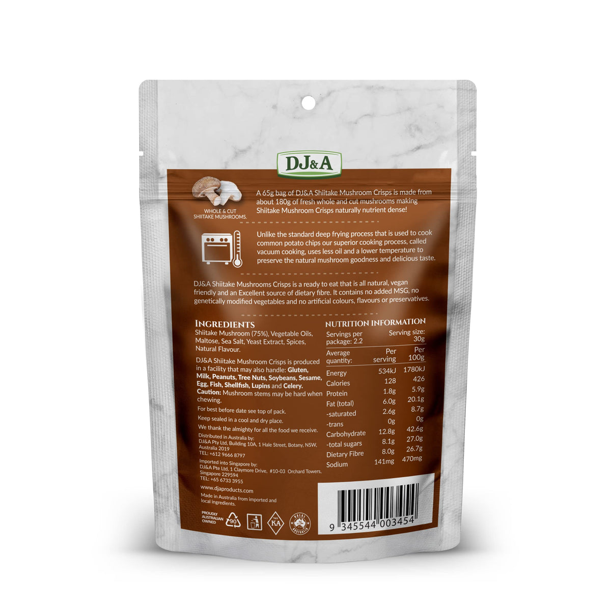 Shiitake Mushroom Crisps - Lightly Cooked and Seasoned 2.3 Ounce