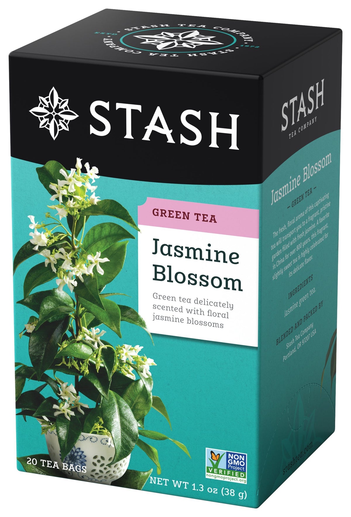 Stash Jasmine Blossom Green Tea - Caffeinated, Non-GMO, 120 Bags Total (20 Count Pack of 6)
