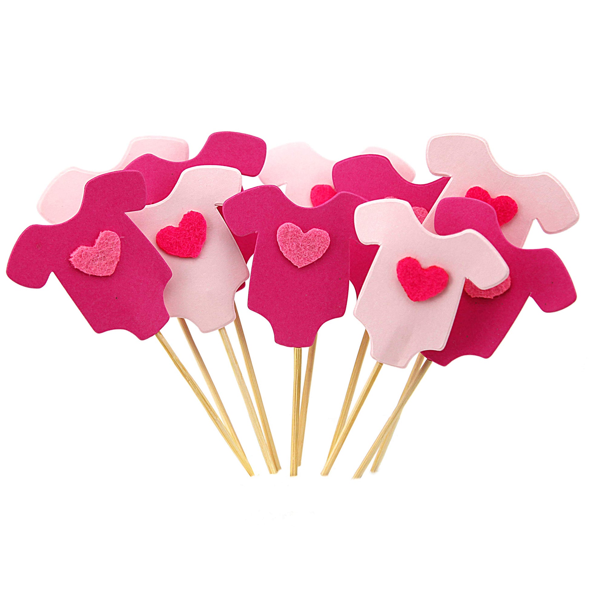 Gucuji 40 Pcs Pink Baby Jumpsuits Baby Shower Cake Cupcake Toppers Picks For Birthday Girls Party Decorations