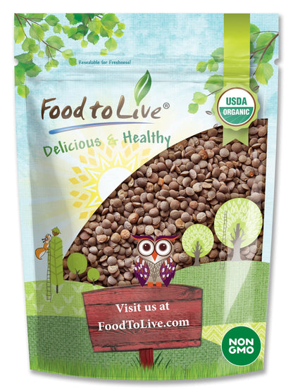 Food to Live Organic Whole Red Lentils, 5 Pounds Non-GMO, Dry Raw Lentils, Sproutable, Vegan, Kosher, Bulk. Easy to Cook. Good S