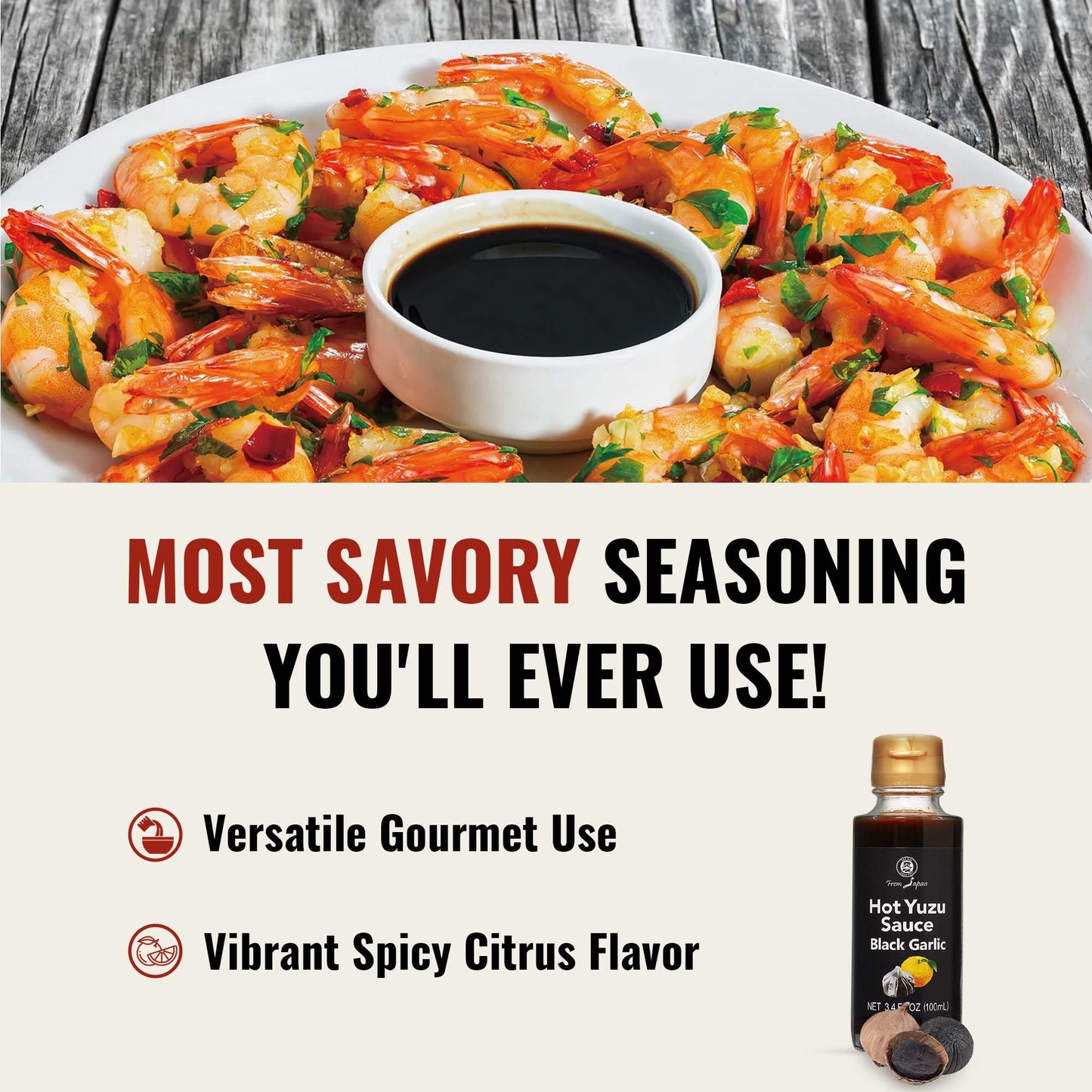 Muso From Japan - Hot Yuzu Sauce Black Garlic - Bold Flavor, Vegan And Gluten-Free - 3.4 Fl Oz