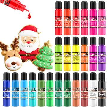 24 Colors Gel Food Coloring Set for Christmas  Concentrated Food Coloring Gel for Icing  Edible Food Dye for Baking  Candy  Cake Decorating  0.35 Fl. Oz/Bottles