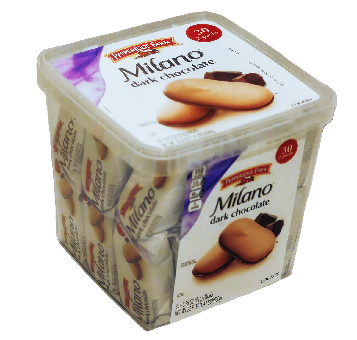 Pepperidge Farm Milano Cookies, Dark Chocolate, 30 Packs, 2 Cookies per Pack
