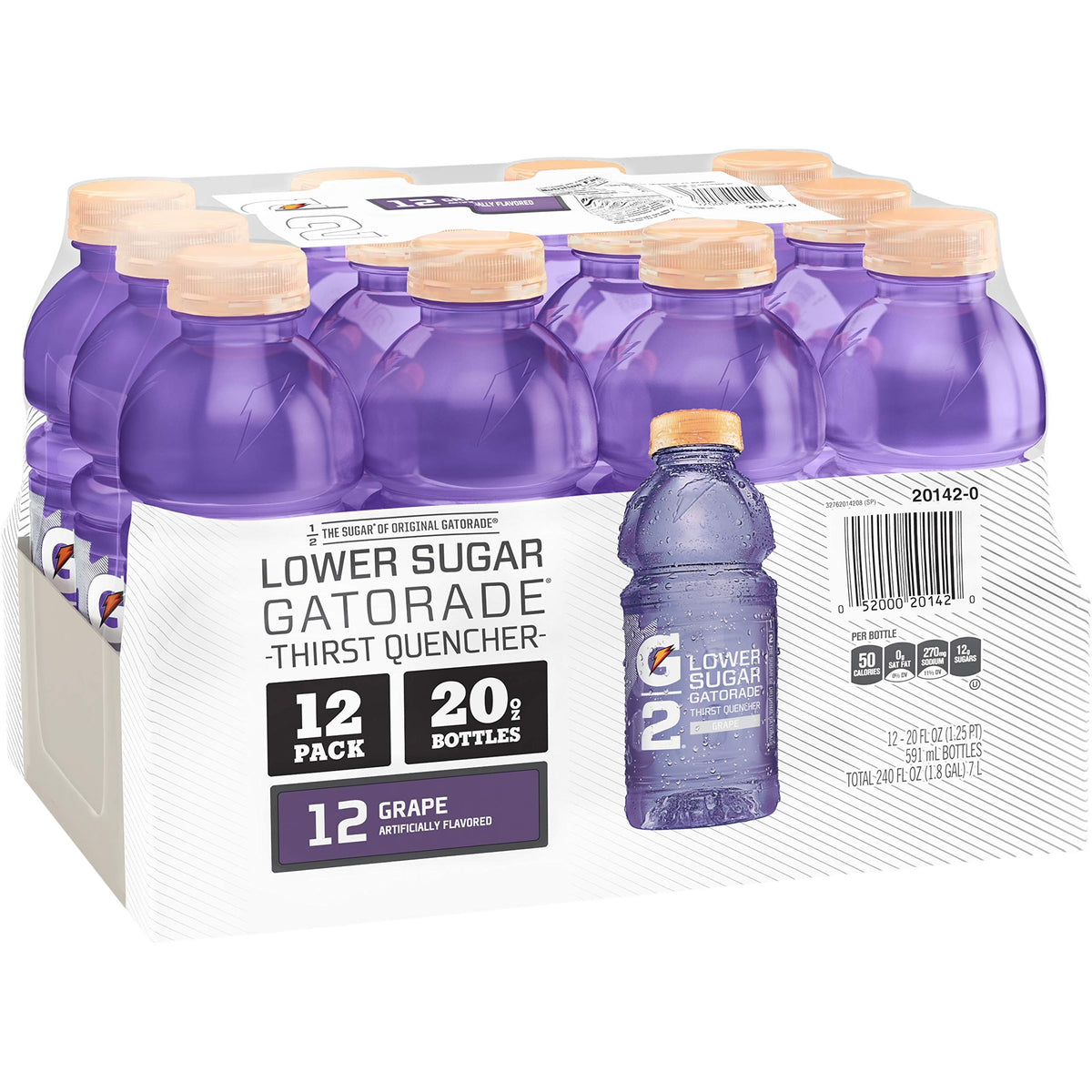 Gatorade G2 Thirst Quencher, Grape, 20 Ounce Bottles (Pack Of 12) (Packaging May Vary)