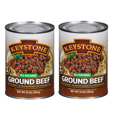 Keystone All Natural Ground Beef 14 Ounce Long Term Emergency Survival Food Canned Meat | Fully Cooked Ready To Eat | Gluten Free Family Pack Of 2