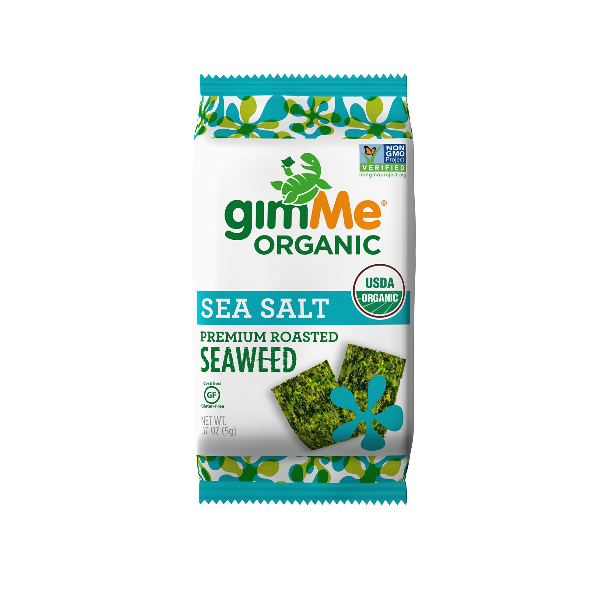 gimMe Snacks | Organic Roasted Seaweed | Sea Salt | (5g) - (Pack of 1) | non-GMO & Gluten-Free