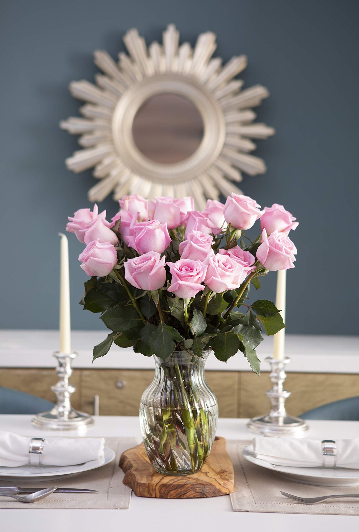 KaBloom Flowers - Mothers Day Collection - Bouquet of 18 Fresh Pink Roses (Farm-Fresh  Long-Stem) with Vase|Gift for Birthday  Anniversary  Thank You  Valentine  Mothers Day Fresh Flowers