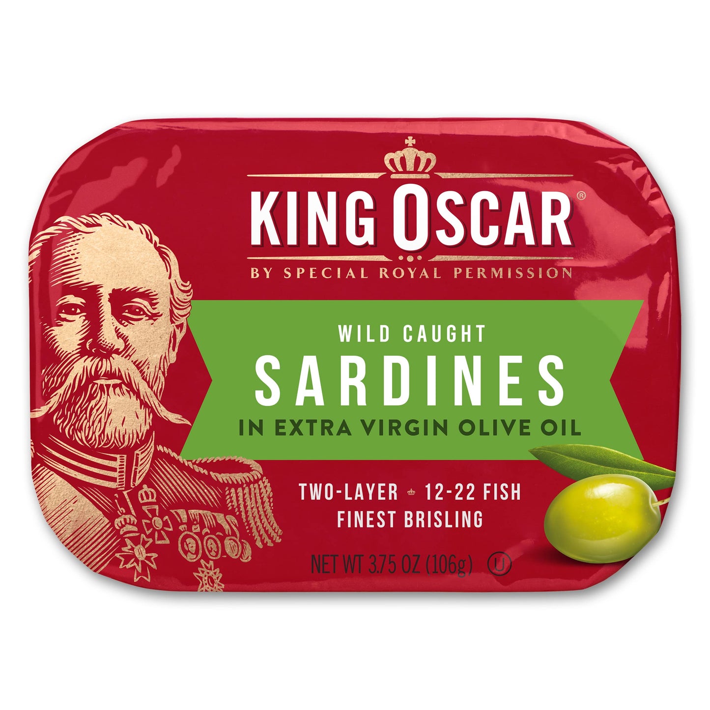 King Oscar Sardines in Extra Virgin Olive Oil, 3.75 oz Cans, Pack of 12, Model 3480060002
