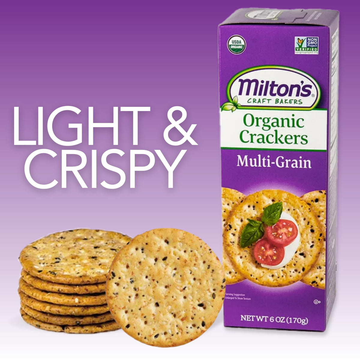Milton'S Craft Bakers Organic Multi-Grain Crackers - Multigrain Crackers, Certified Organic, Non-Gmo, Healthy Crackers, Savory &