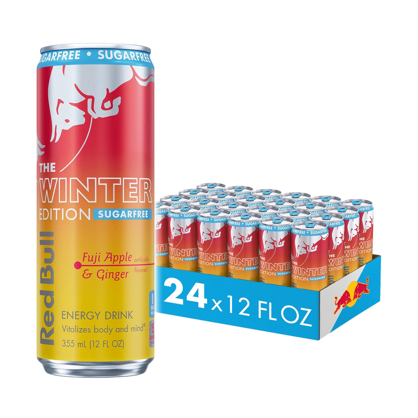 Red Bull Sugar-Free Fuji Apple and Ginger Winter Edition Energy Drink  with 80mg Caffeine plus Taurine & B Vitamins  12 Fl Oz  Pack of 24 Cans