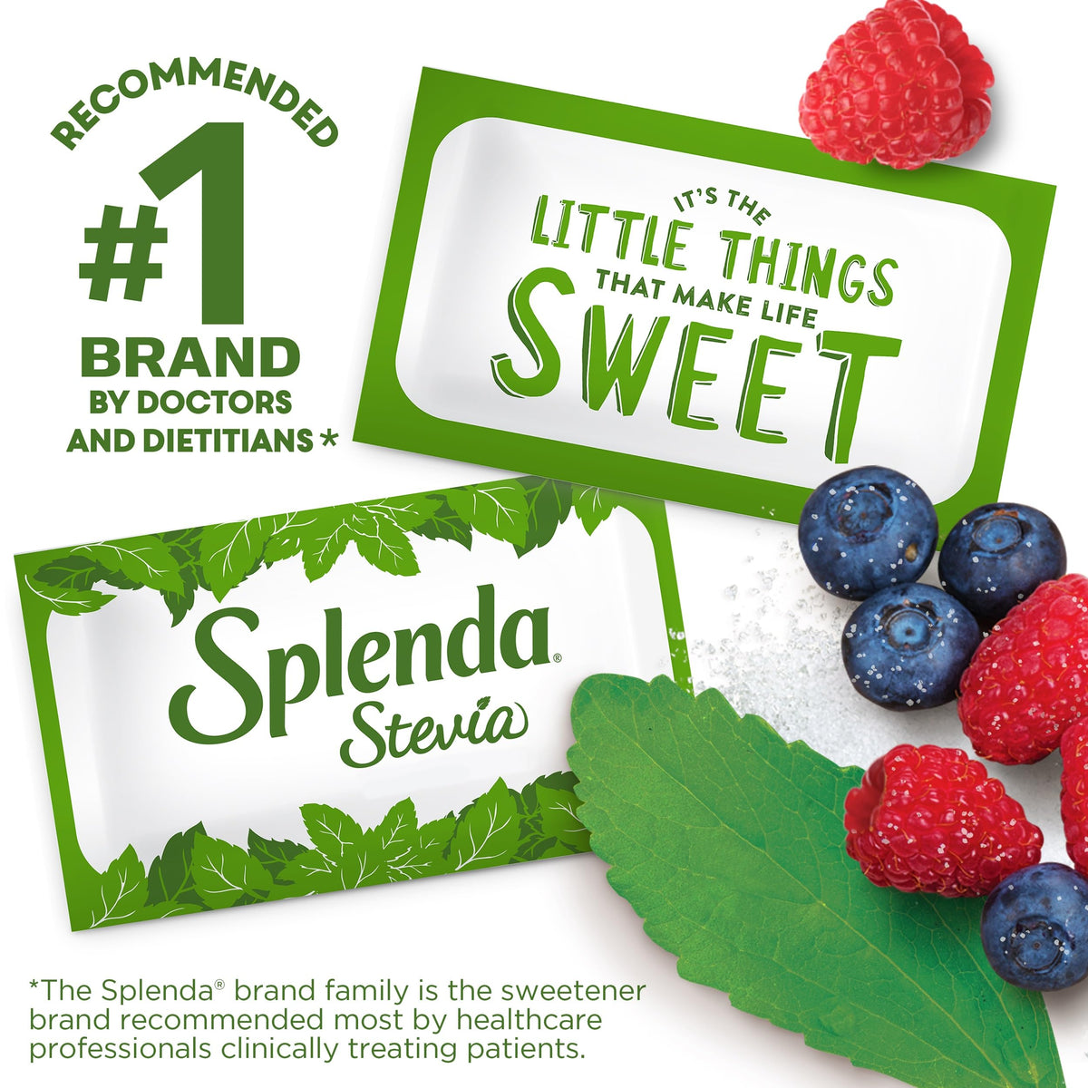 Splenda Stevia Zero Calorie Sweetener, Plant Based Sugar Substitute Granulated Powder, Single Serve Packets, 40 Count