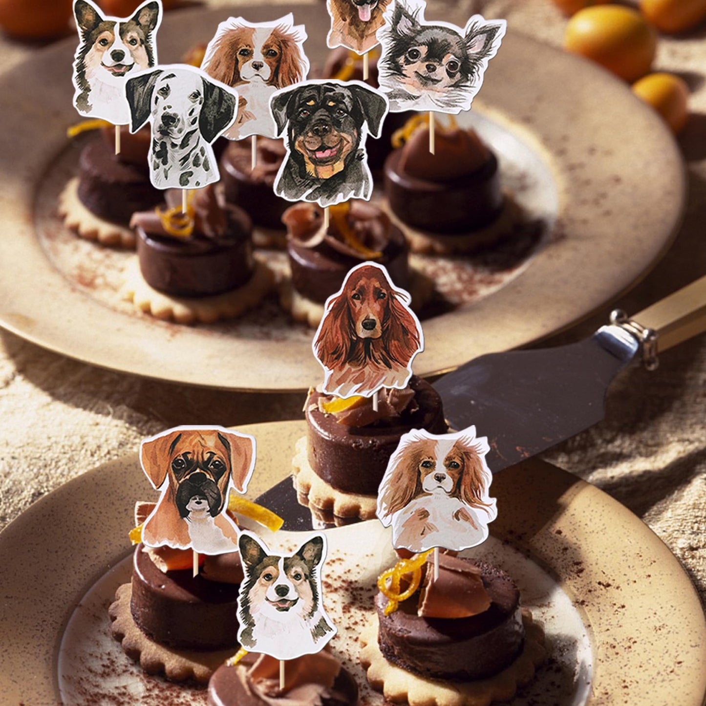 Rssta i Cupcake Toppers for Dogs - 40 Pack Double-Sided Birthday Picks - Design 2