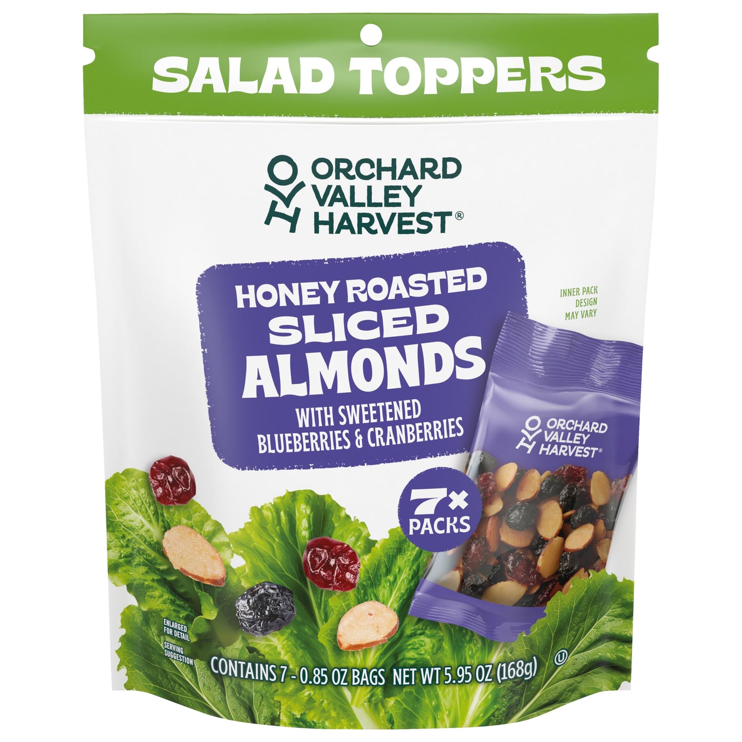 Orchard Valley Harvest Salad Toppers Honey Roasted Sliced Almonds With Sweetened Blueberries & Cranberries, 0.85 oz (Pack of 7) 