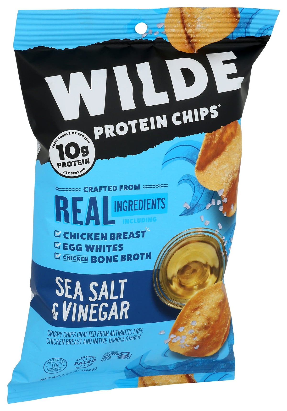 Wilde Brands Sea Salt Vinegar Chicken Chips, 2.25 Oz (Pack of 2)