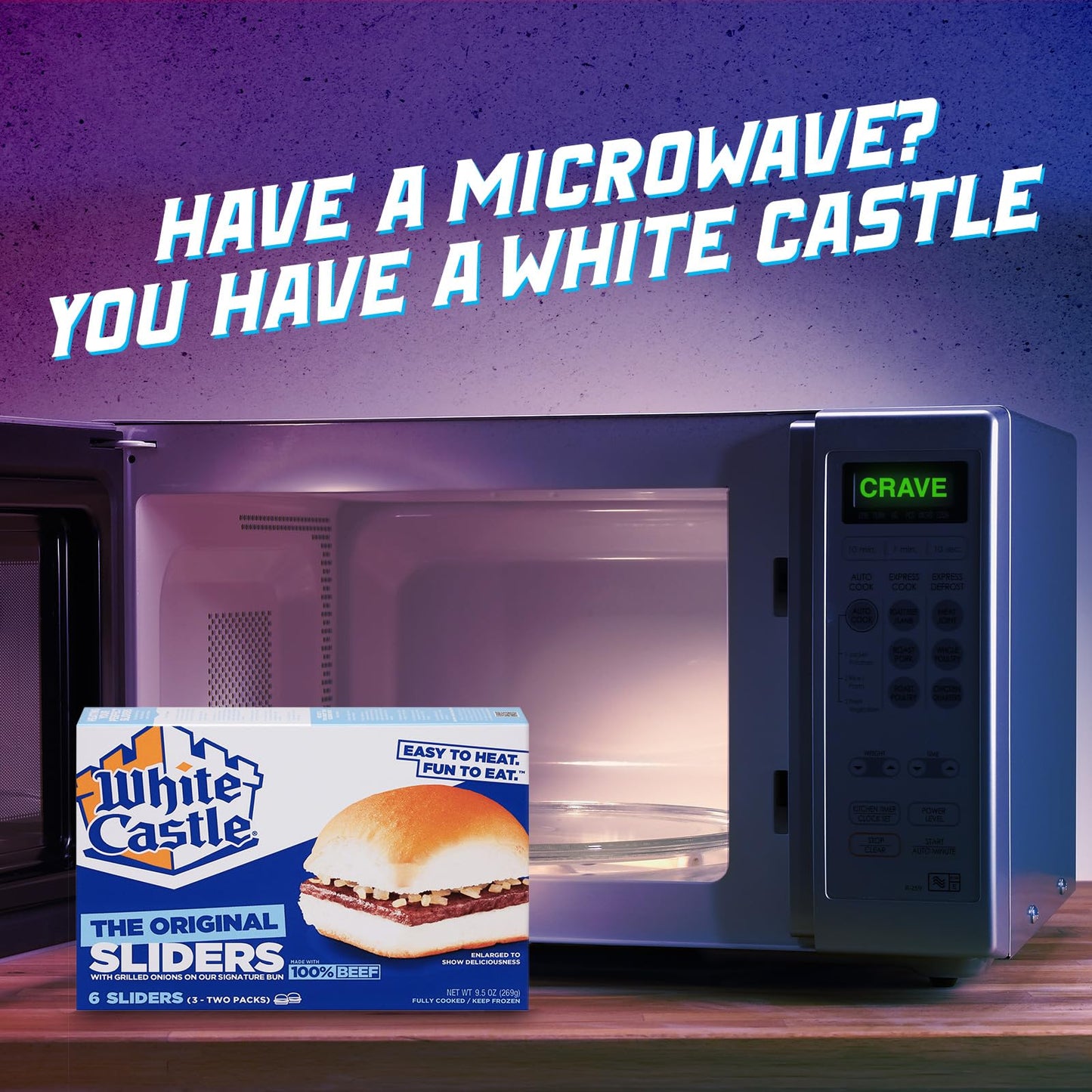 White Castle The Original Slider, 100% Beef, 6Count Hamburgers, Microwaveable 9.5 Oz. Box (Frozen)