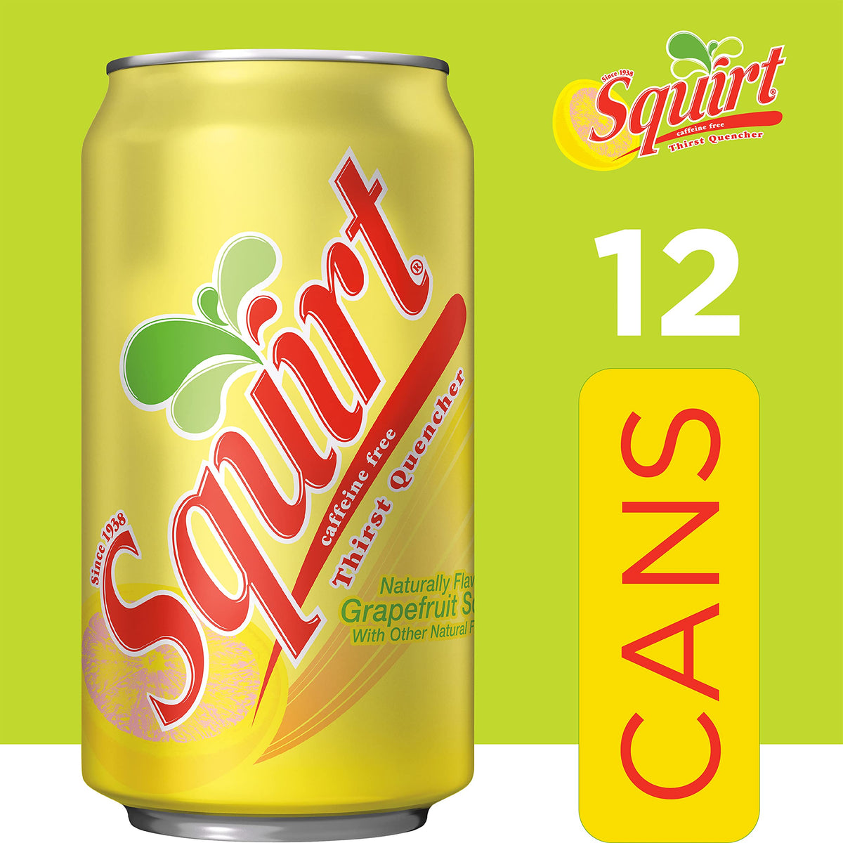 Squirt G fruit Soda, 12 Fl Oz Cans, 12 Pack, Refreshing Citrus Flavor