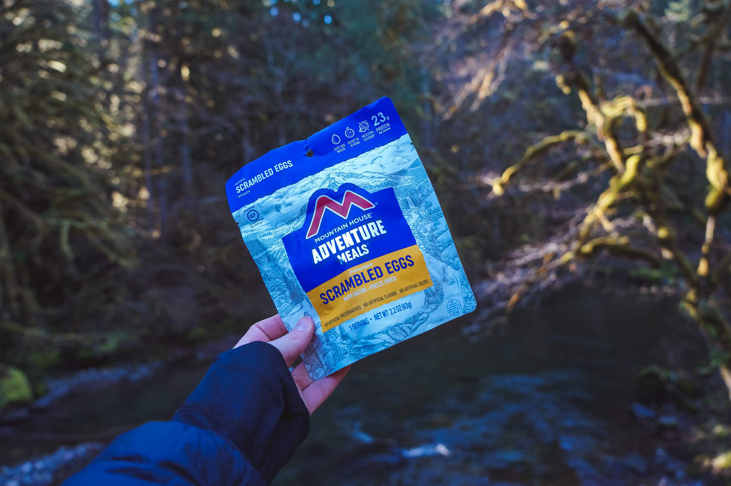Mountain House Scrambled Eggs With Uncured Bacon | Freeze Dried Backpacking & Camping Food | 1 Serving | Gluten-Free