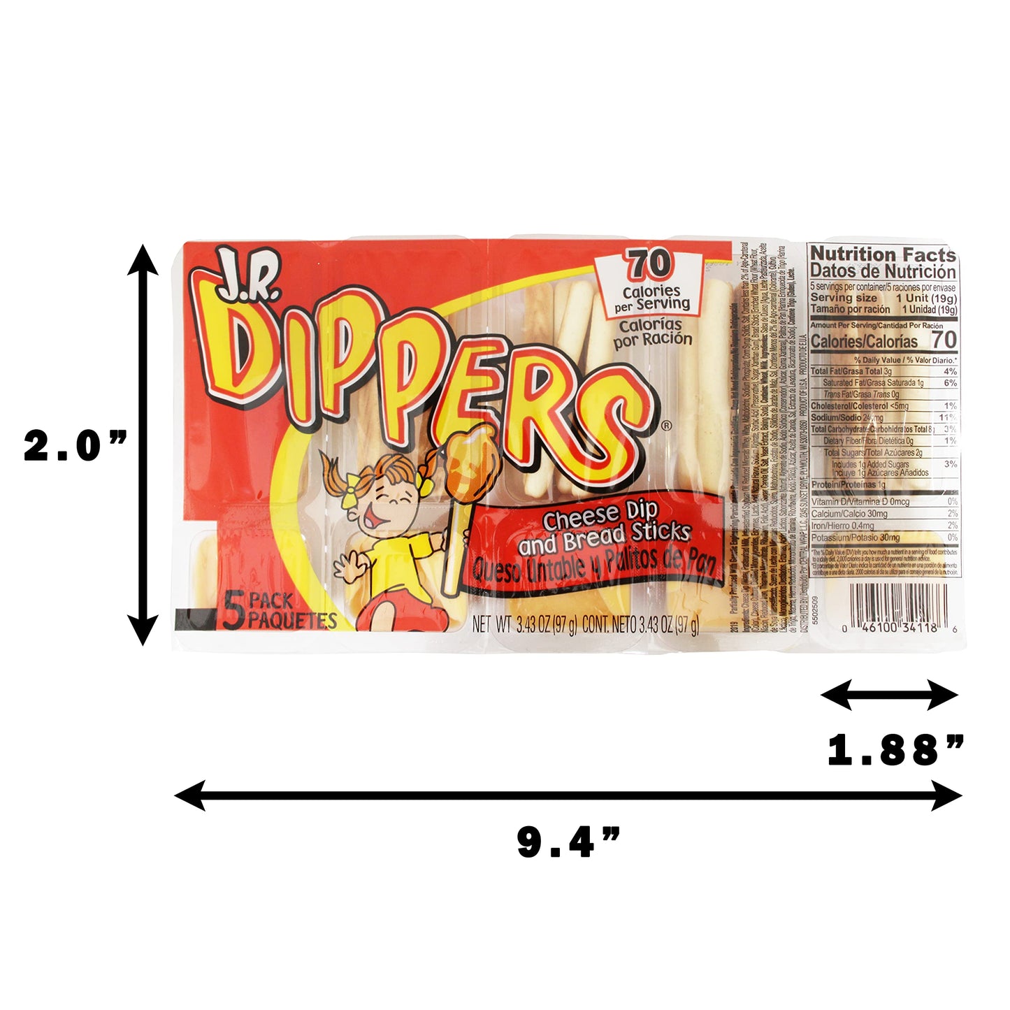 J.R. Dippers Cheese Dip & Bread Sticks Snacks (1 Pack)