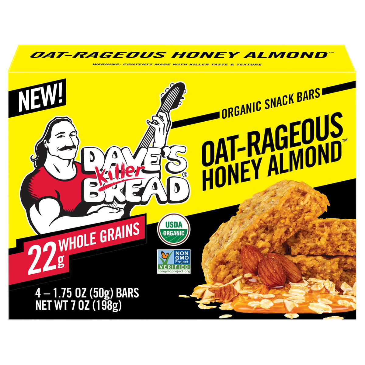 Daves Killer Bread Oat-Rageous Honey Almond Organic Snack Bars  4 Individually Wrapped Snack Bars
