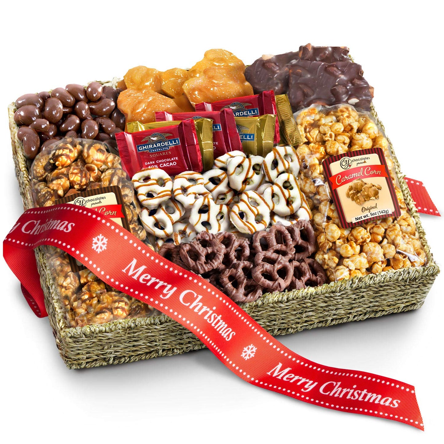 A Gift Inside Merry Christmas Chocolate Caramel And Crunch Grand Gift Basket