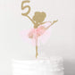 WAWUO Ballet Cake Topper - Ballerina Birthday Decoration for 1 to 5 Years Old, Paper, 1 Count, Ballerina 5