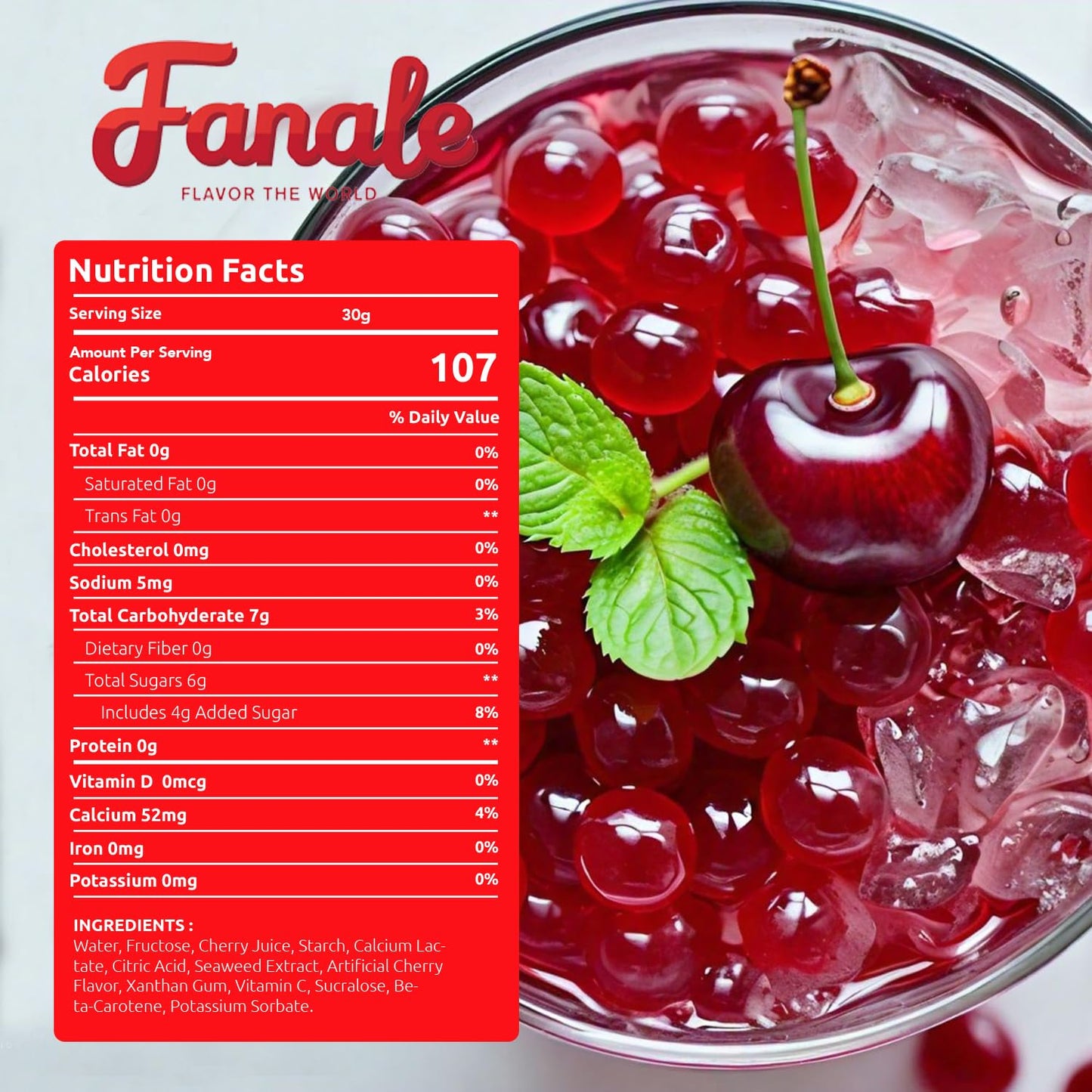 Fanale Cherry Popping Boba Pearls, Vegan, Non-GMO, Gluten-Free, 7 lb Pack