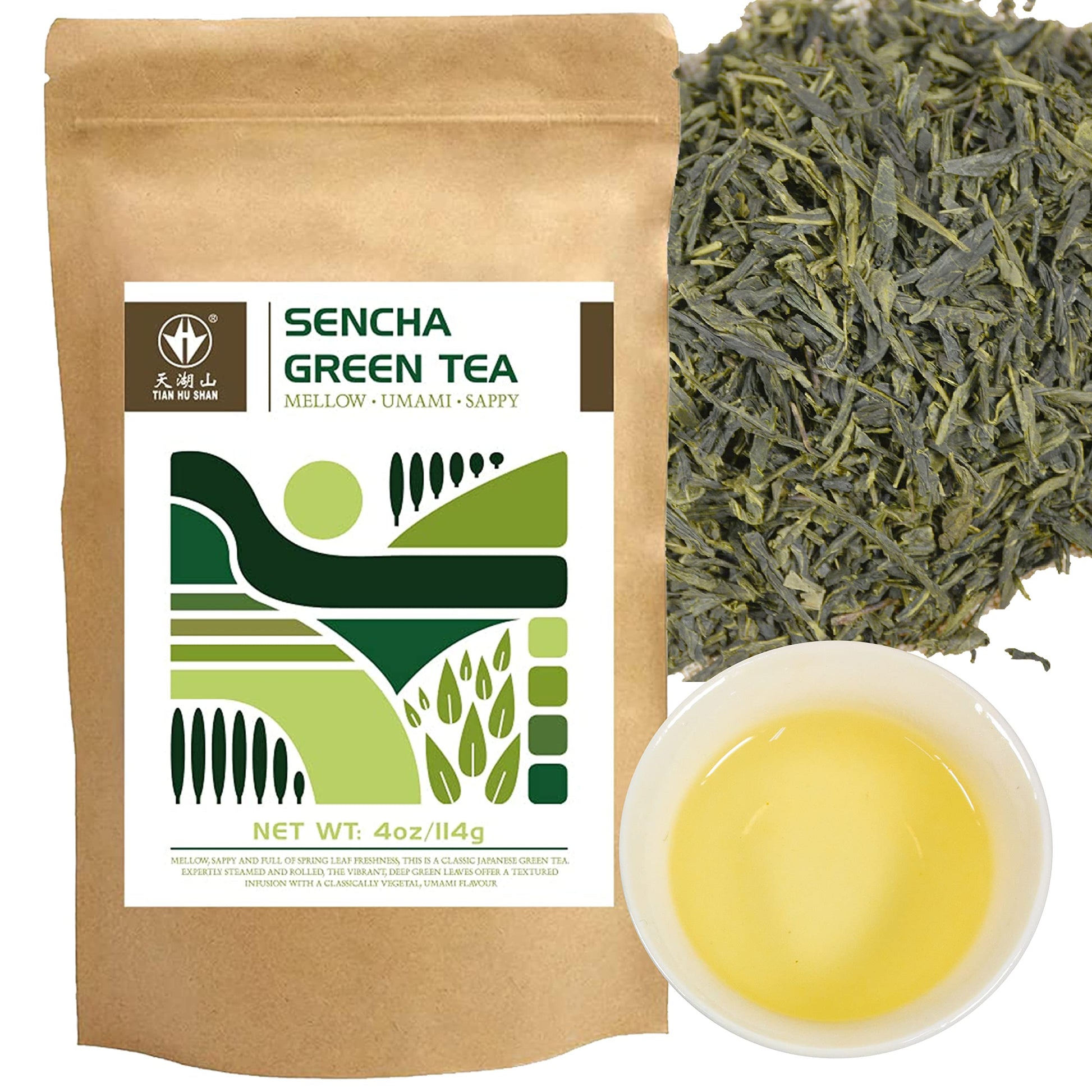 Tian Hu Shan Sencha Green Tea Loose Leaf, Japanese Green Tea, 4 Ounce (Pack Of 1)