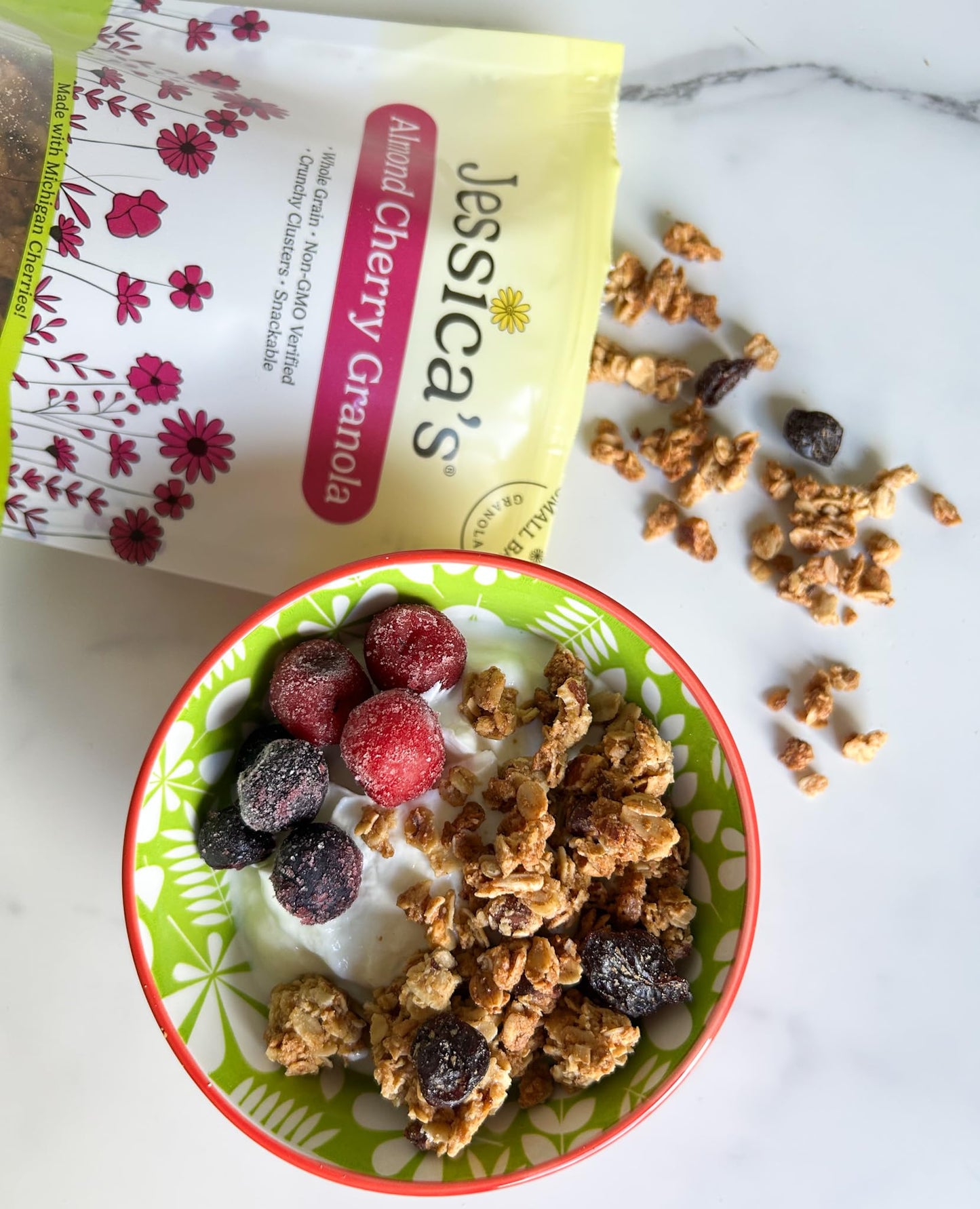 Jessicas Natural Foods Gluten-Free Almond Cherry Granola 11 oz. - All-Natural Granola, Non GMO Breakfast Cereal and Snack, Cert
