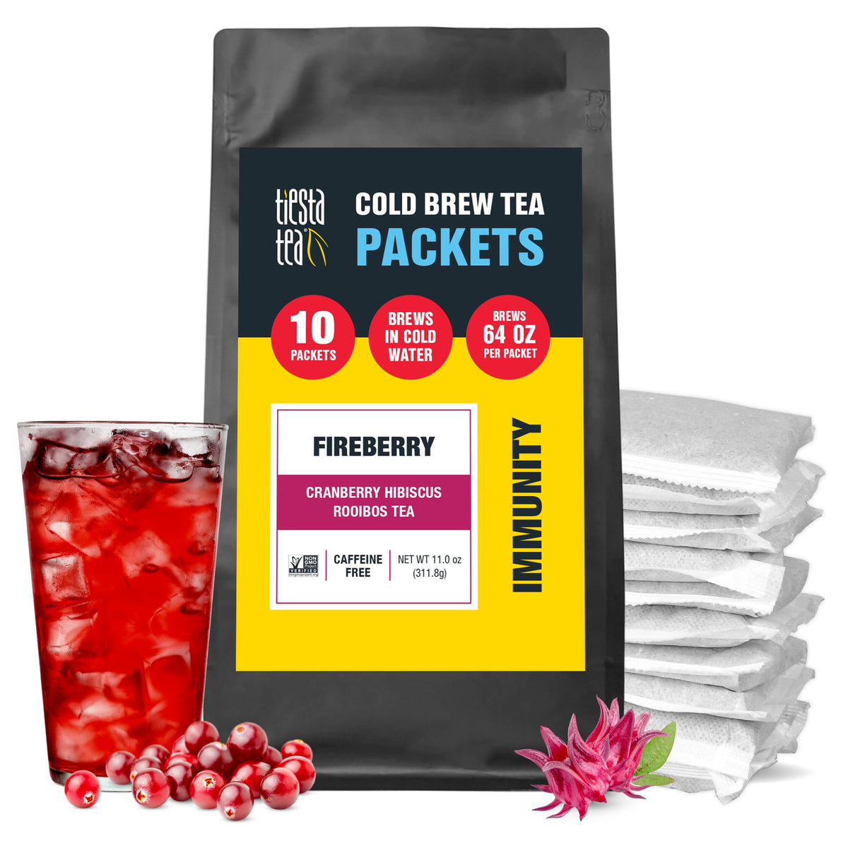 Tiesta Tea - Fireberry Cold Brew Tea - Cranberry Hibiscus Rooibos Tea - Premium Loose Leaf Tea Blend - Non Caffeinated Iced Tea