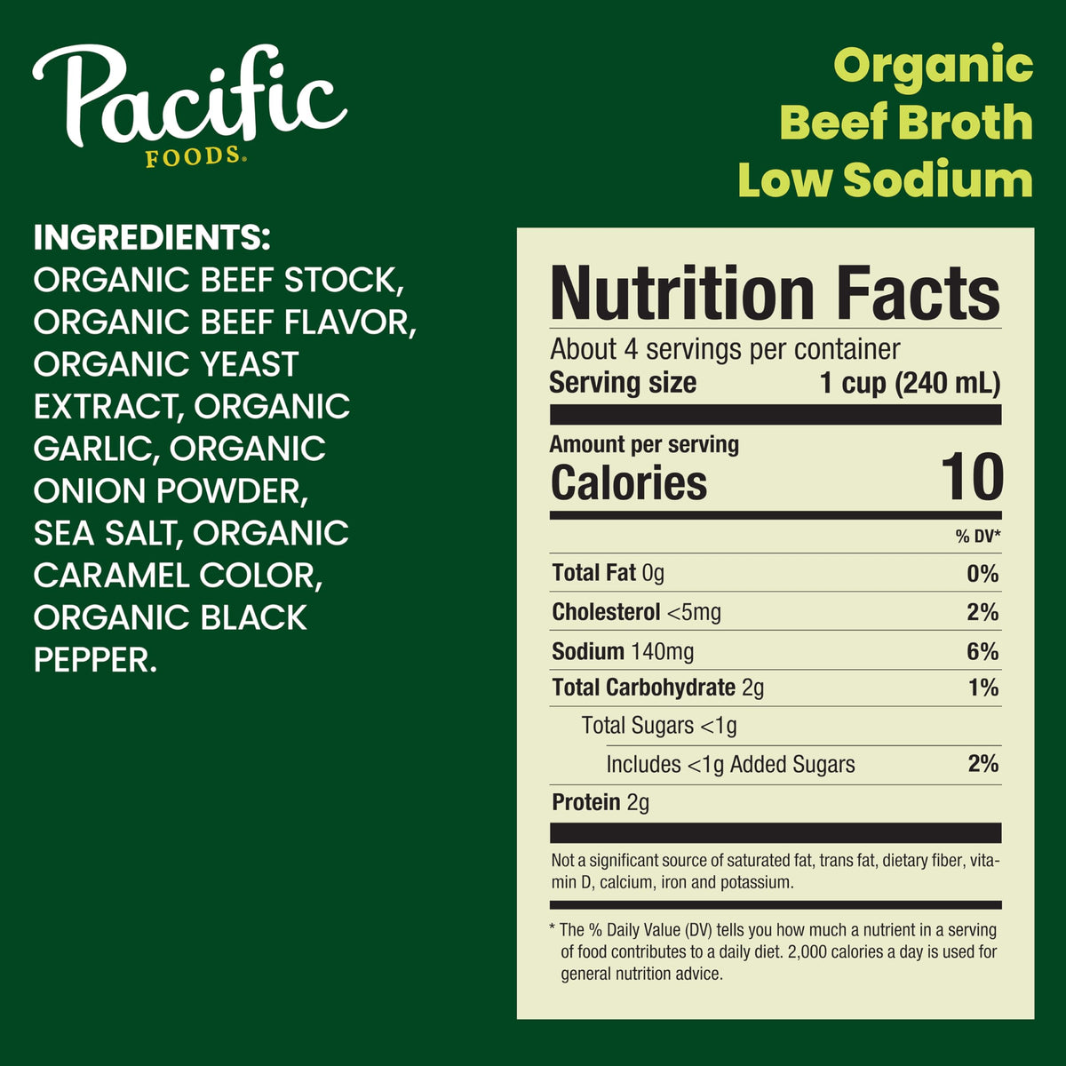 Pacific Foods Low Sodium Organic Beef Broth, 32 oz Carton (Pack of 4)