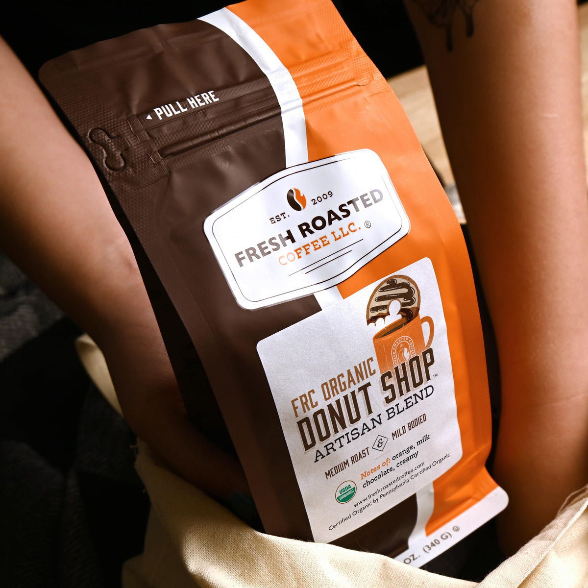 Fresh Roasted Coffee Organic Donut Shop Medium Roast Whole Bean 12 oz